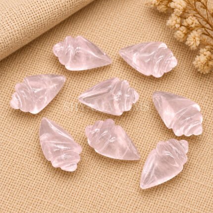 Rose Quartz Conch Shell Carved Gemstone 18×10mm