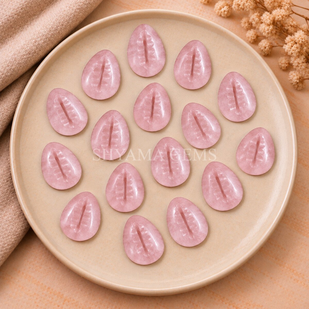 Rose Quartz Cowrie Shell Carved Loose Gemstone 20×15mm Rose Quartz Cowrie Shell Carved Loose Gemstone 20×15mm