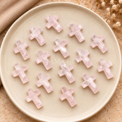 Rose Quartz Faceted Cross Shape Loose Gemstone 15x10mm