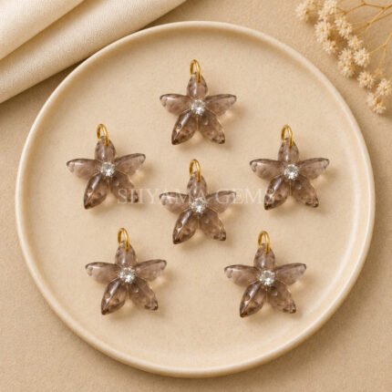 Smoky Quartz Starfish Carved 15mm Pendant