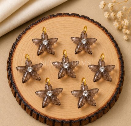 Smoky Quartz Starfish Carved 15mm Pendant