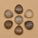 Smoky Quartz Carved Shell Gemstone 12mm