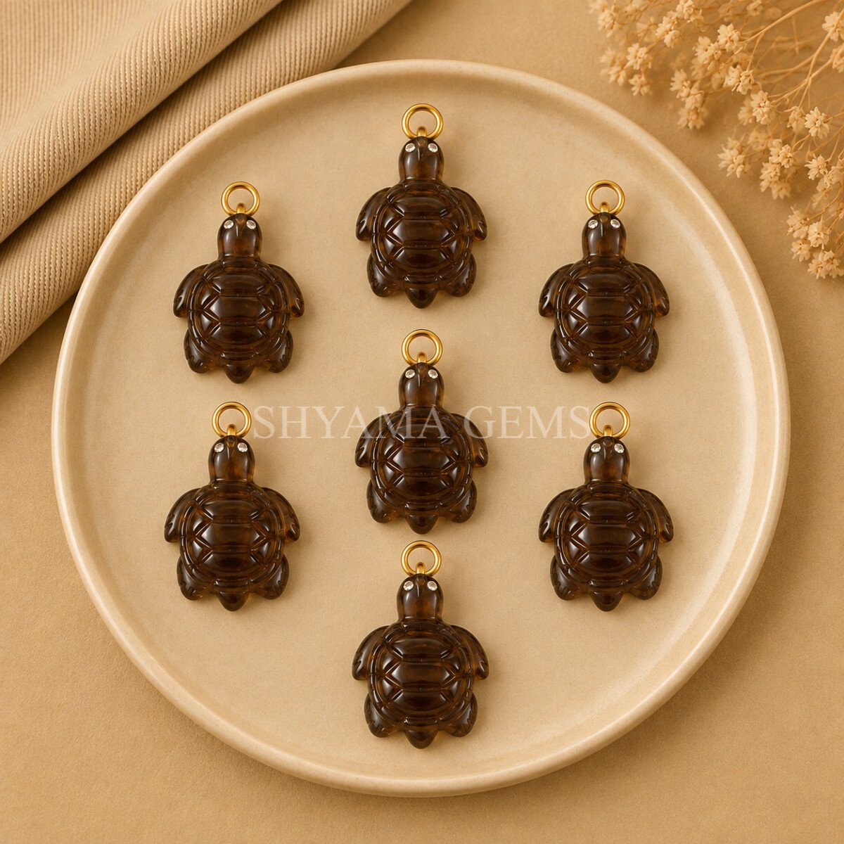 Smoky Quartz Turtle Carved 18mm Gemstone Pendant Smoky Quartz Turtle Carved 18mm Gemstone Pendant