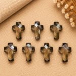 Smoky Quartz Faceted Cross Shape Loose Gemstone 15x10mm