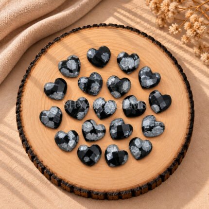 Snowflake Obsidian Heart Faceted 10mm Loose Gemstone