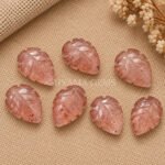 Strawberry Quartz Leaf Carved Gemstone 14x10mm