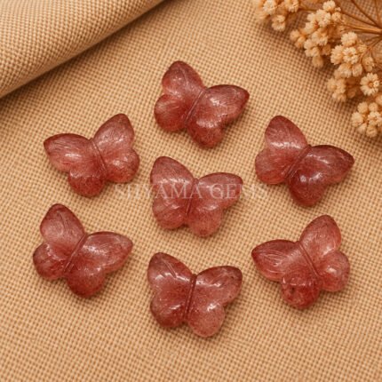 Strawberry Quartz Hand Carved Butterfly Gemstone 13mm