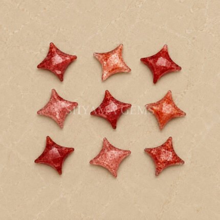 Strawberry Quartz Carved Ninja Star Loose Gemstone 15mm