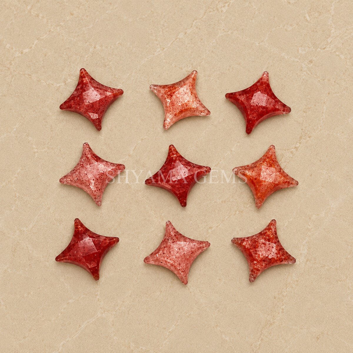Strawberry Quartz Carved Ninja Star Loose Gemstone 15mm Strawberry Quartz Carved Ninja Star Loose Gemstone 15mm