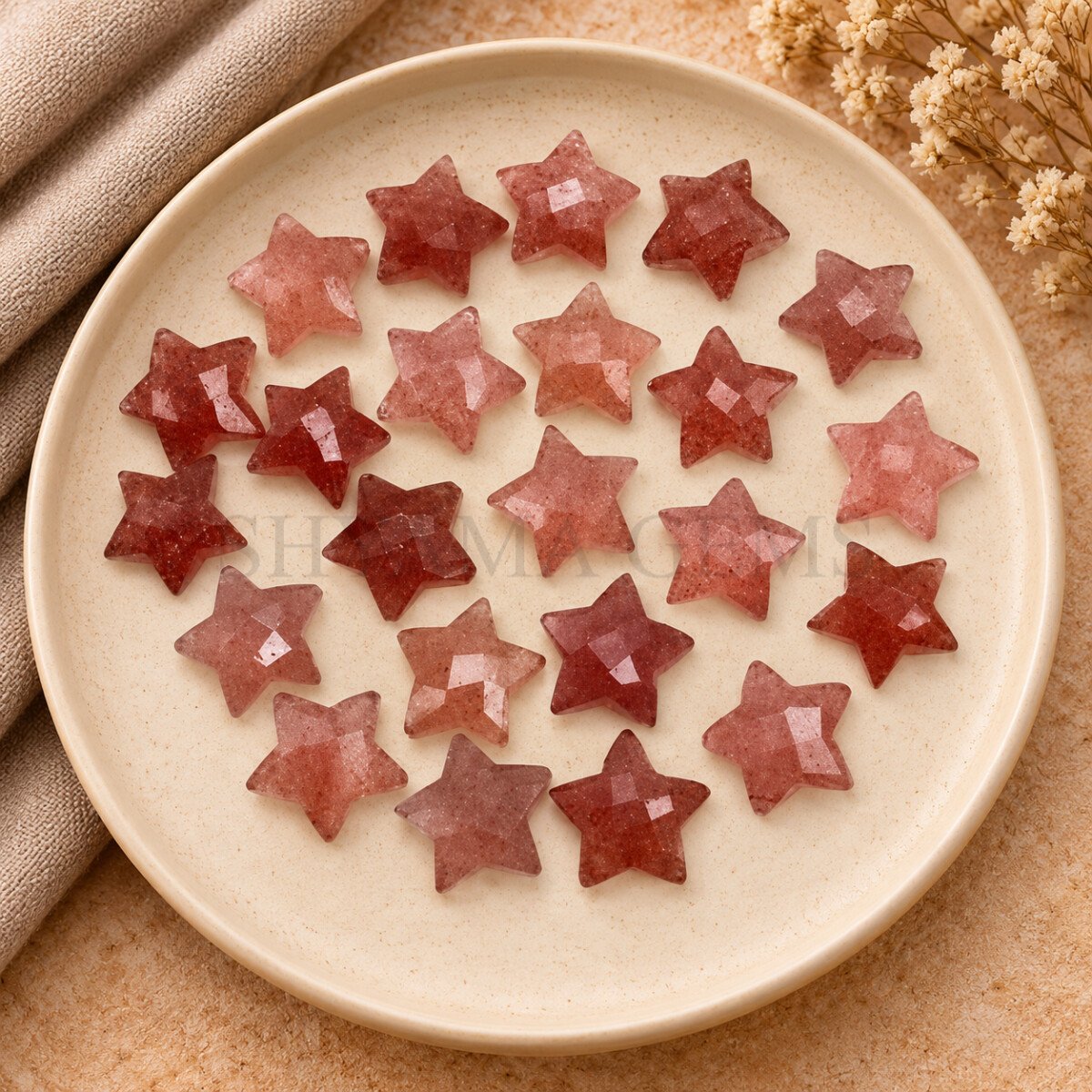 Strawberry Quartz Star Faceted Loose Gemstone 10mm Strawberry Quartz Star Faceted Loose Gemstone 10mm