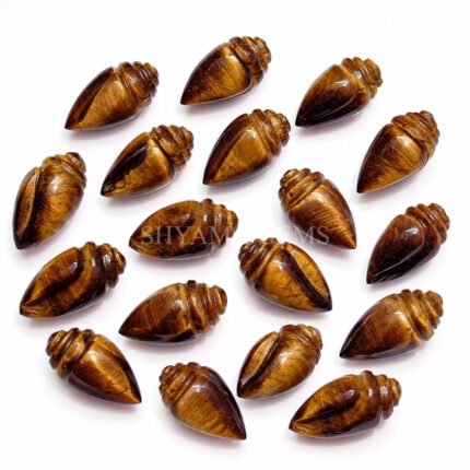 Tiger Eye Conch Shell Carved Gemstone 18×10mm