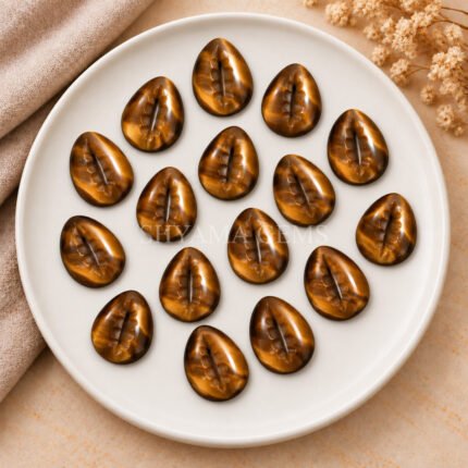 Tiger Eye Cowrie Shell Carved Loose Gemstone 20×15mm