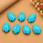Blue Turquoise Leaf Carved Gemstone 14x10mm