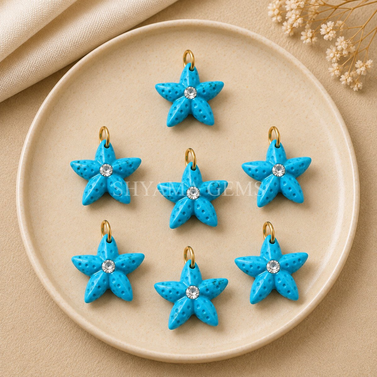 Turquoise Starfish Carved 15mm Pendant Turquoise Starfish Carved 15mm Pendant
