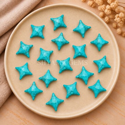 Turquoise Carved Ninja Star Loose Gemstone 15mm