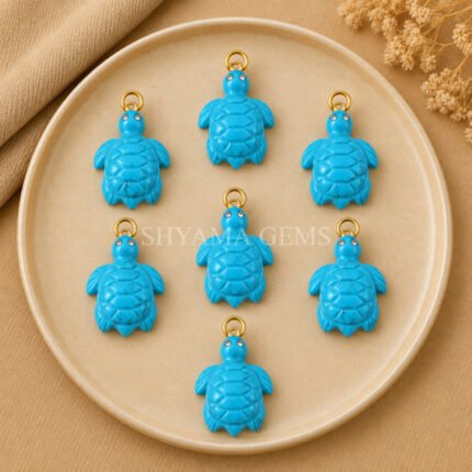 Turquoise Turtle Carved 18mm Gemstone Pendant