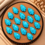Blue Turquoise Leaf Carved Gemstone 14x10mm