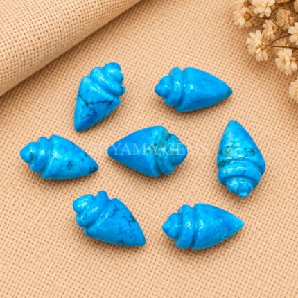 Turquoise Conch Shell Carved Gemstone 18×10mm