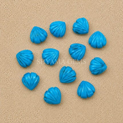Turquoise Carved Shell Gemstone 12mm