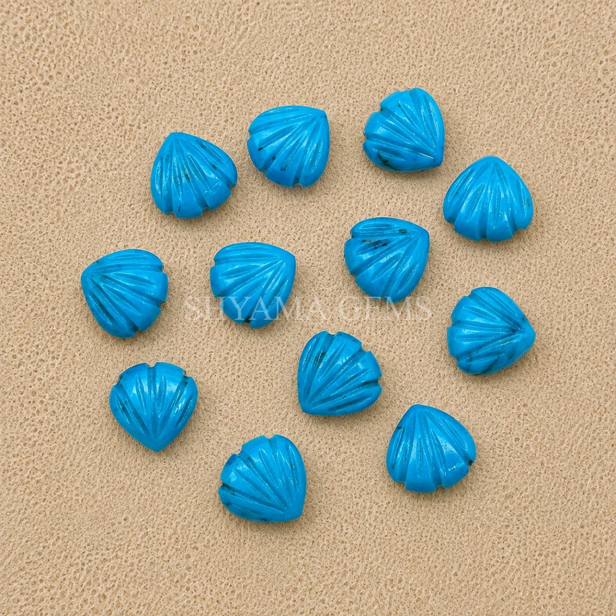 Turquoise Carved Shell Gemstone 12mm Turquoise Carved Shell Gemstone 12mm