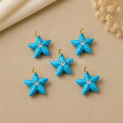 Turquoise Starfish Carved 15mm Pendant