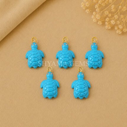 Turquoise Turtle Carved 18mm Gemstone Pendant