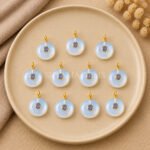 White Chalcedony Round Inlay Pendant 15mm