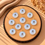 White Chalcedony Round Inlay Pendant 15mm