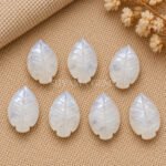 White Moonstone Leaf Carved Gemstone 14x10mm