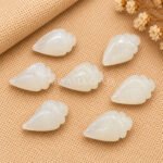 White Moonstone Conch Shell Carved Gemstone 18×10mm