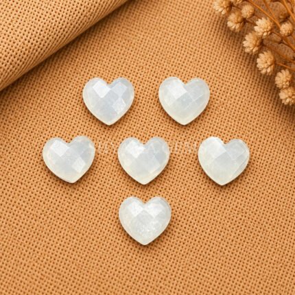 White Moonstone Heart Faceted 10mm Loose Gemstone