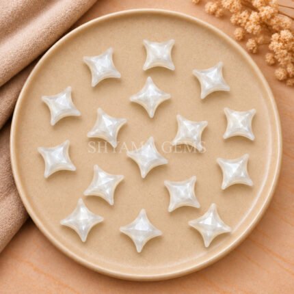 White Moonstone Carved Ninja Star Loose Gemstone 15mm