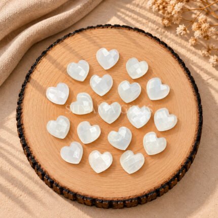 White Moonstone Heart Faceted 10mm Loose Gemstone