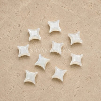 White Moonstone Carved Ninja Star Loose Gemstone 15mm