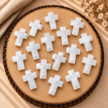 White Moonstone Faceted Cross Shape Loose Gemstone 15x10mm