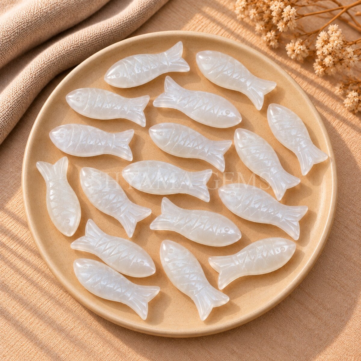 White Moonstone Fish Stone 25x8mm White Moonstone Fish Stone 25x8mm