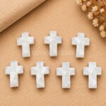 White Moonstone Faceted Cross Shape Loose Gemstone 15x10mm